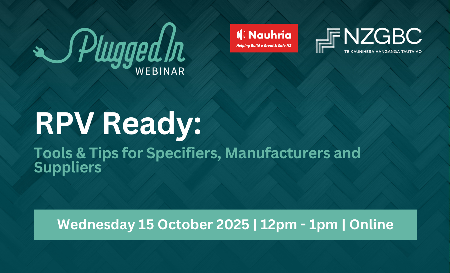 PluggedIn Webinar - RPV Ready - Tools and Tips for Specifiers, Manufacturers and Suppliers